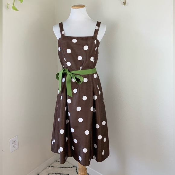 Vintage Jessica Howard Brown Polka Dot Silk Y2K Dress Vintage Jessica Howard Brown Polka Dot Silk Y2K Dress